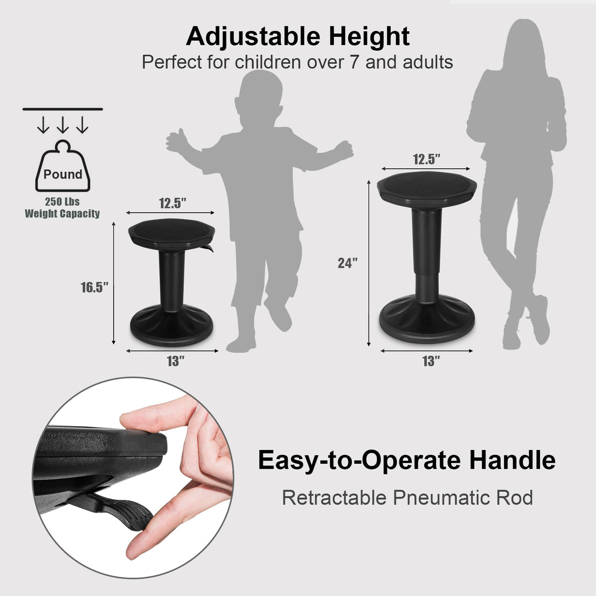 Adjustable Wobble Stool for Kids and Adults