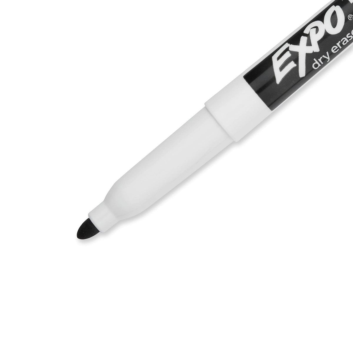 EXPO Dry Erase Markers, Low Odor Ink, Black, Fine Tip, 4 Count - Easily Erases, Vibrant Ink, Ideal for Classroom, Back to School Supplies, Teachers, Office, Whiteboard & Home