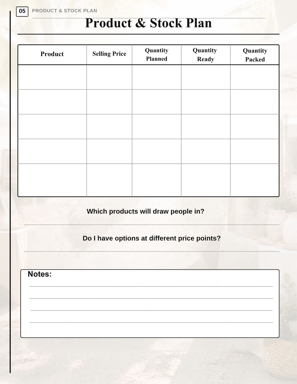 Market Day Planner for Craft Sellers | 10-Page Printable – Fr33 Your ...