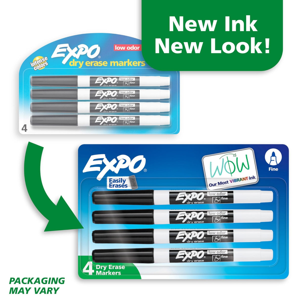 EXPO Dry Erase Markers, Low Odor Ink, Black, Fine Tip, 4 Count - Easily Erases, Vibrant Ink, Ideal for Classroom, Back to School Supplies, Teachers, Office, Whiteboard & Home