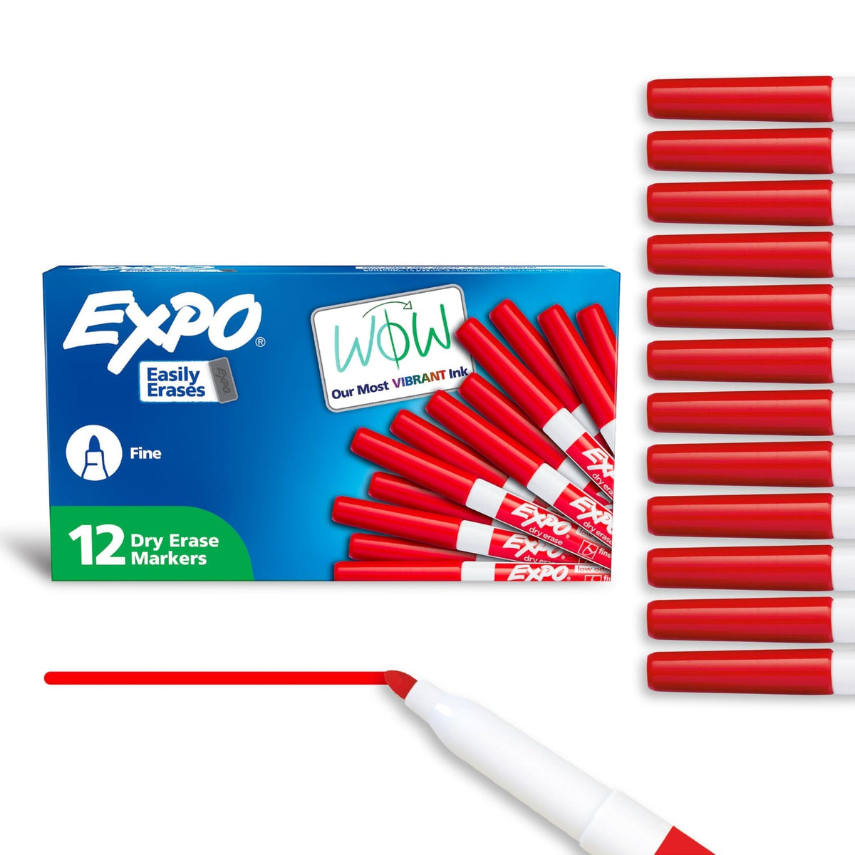 EXPO Dry Erase Markers, Low Odor Ink, Black, Fine Tip, 4 Count - Easily Erases, Vibrant Ink, Ideal for Classroom, Back to School Supplies, Teachers, Office, Whiteboard & Home